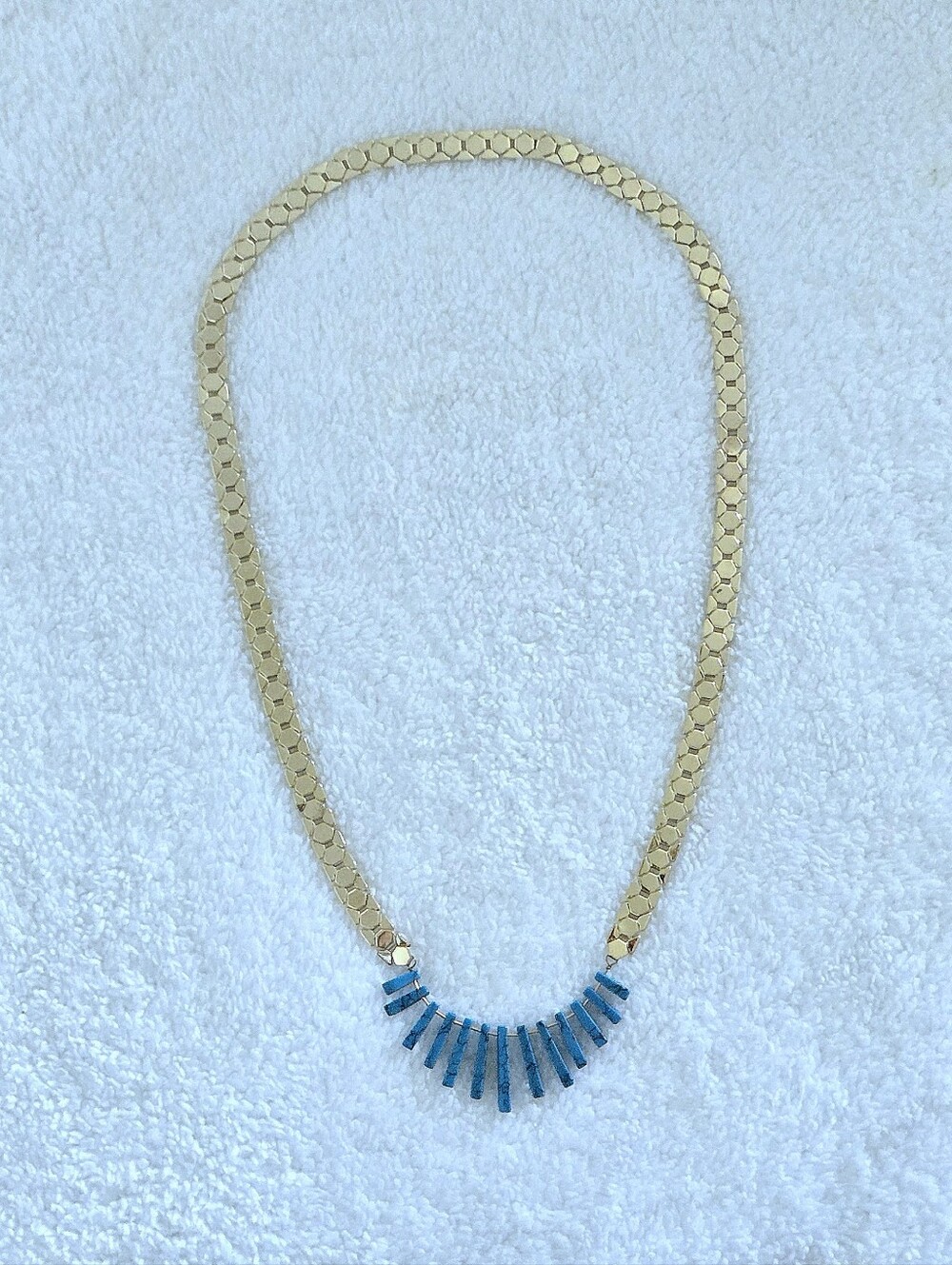Turquoise💙 Statement Necklace With Fancy Flat Gold💛 Chain⛓️ - NWOT